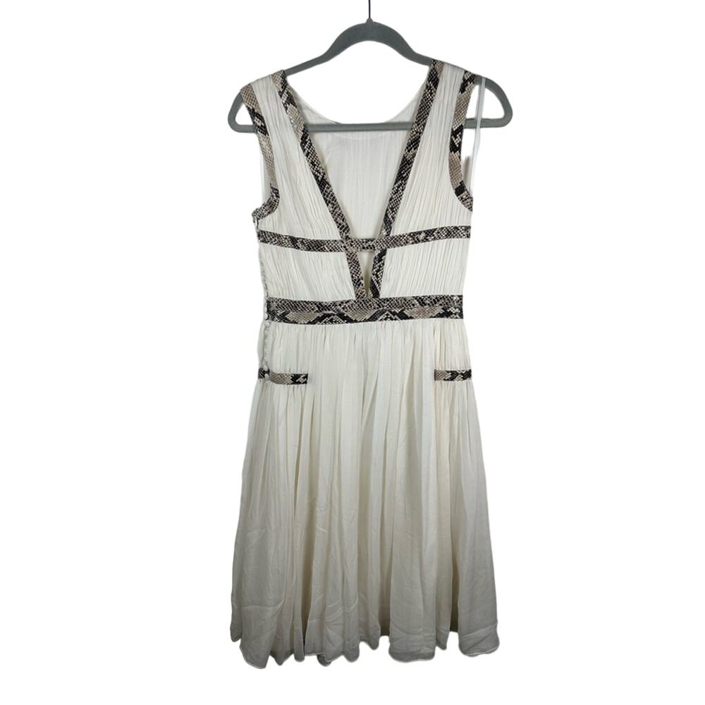 NWT Diane Von Furstenberg DVF Letty dress Size 4 Ivory Silk With Snake Detail - Picture 2 of 9